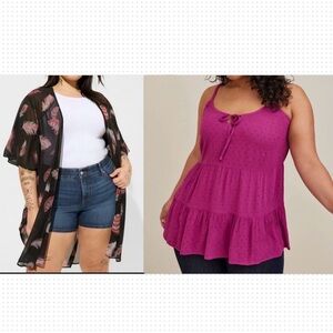 Torrid Magenta Knit Tank & Kimono set